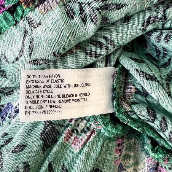 Knox Rose Dress Women's Plus XXL Green One Shoulder Aline Smocked Tiered Floral - Picture 10 of 11